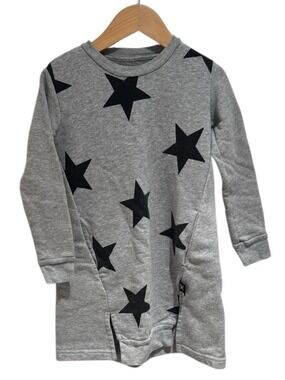 NUNUNU grey & black stars long sleeve sweater dress - size 2-3